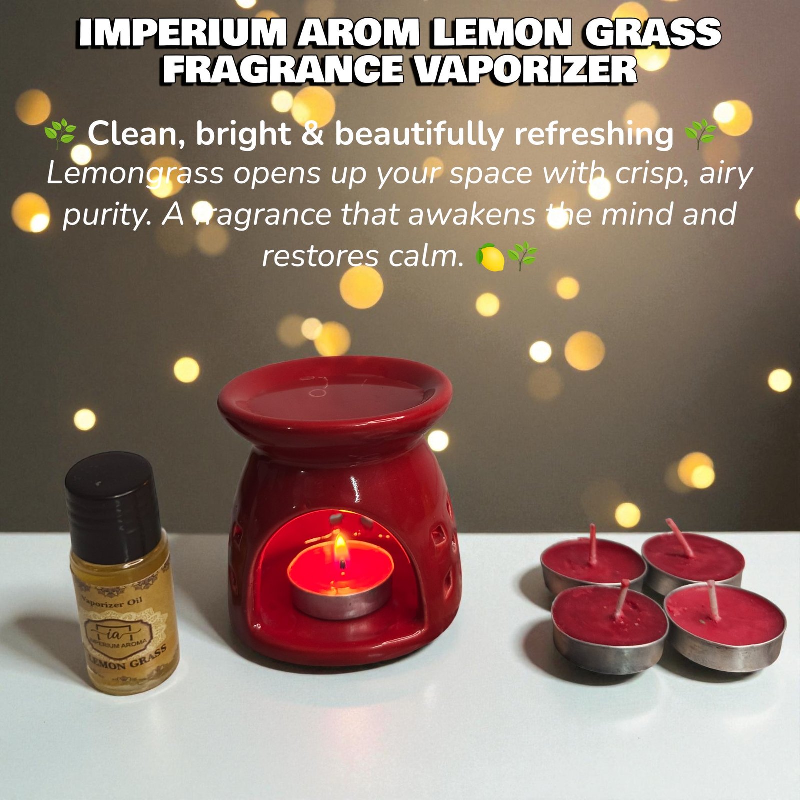 Imperium Aroma Lemongrass Tealight Diffuser Set - Image 2