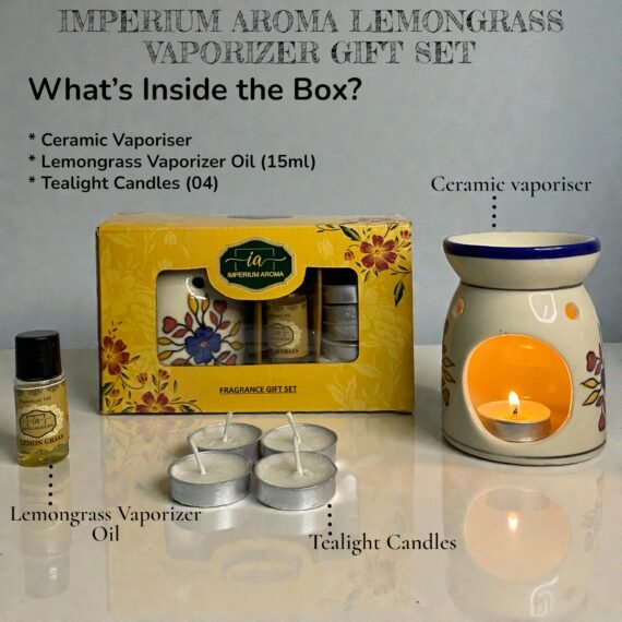 Imperium Aroma Lemongrass Tealight Diffuser Set (Hand painted)