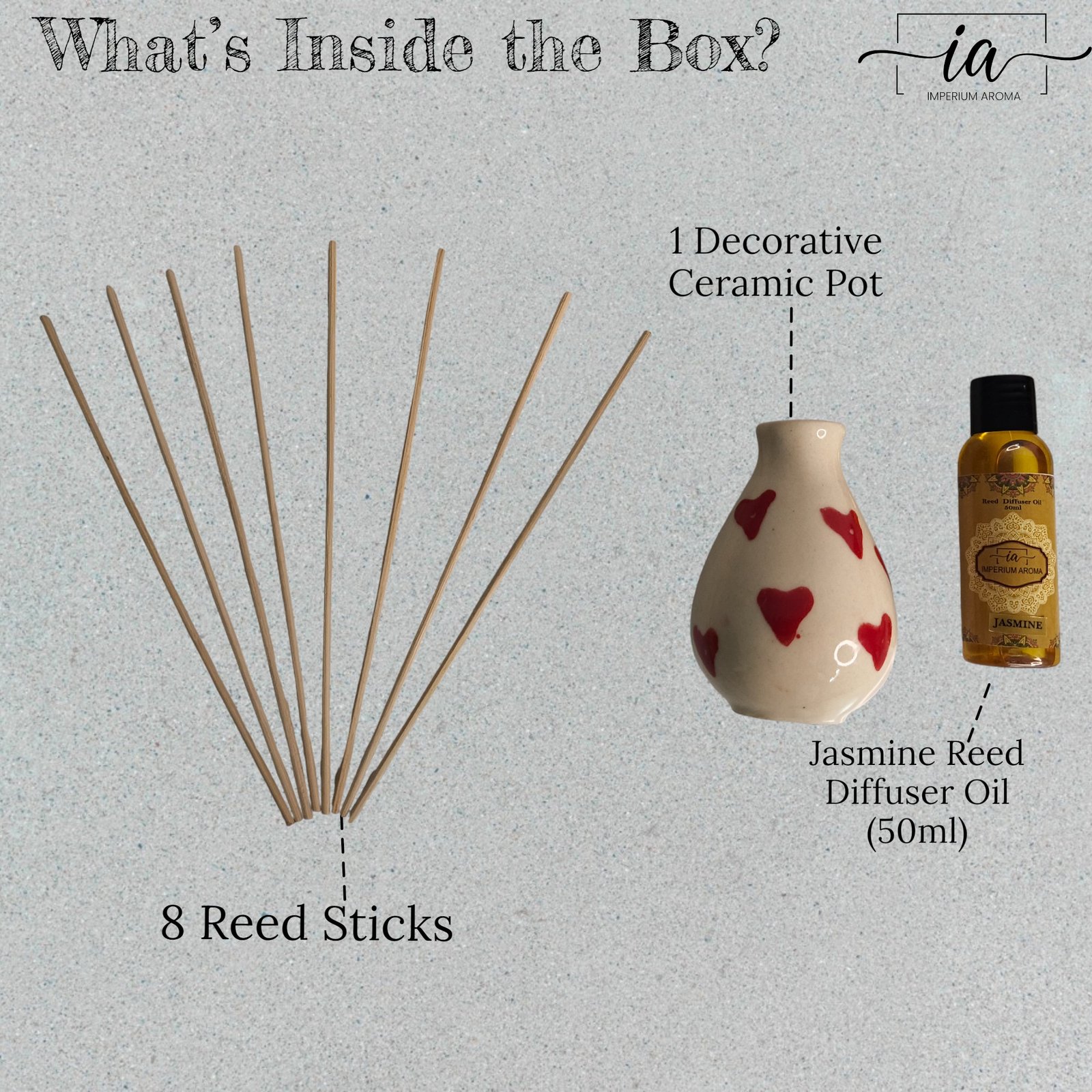 Imperium Aroma Jasmine Reed Diffuser Set (Hand Painted) - Image 3