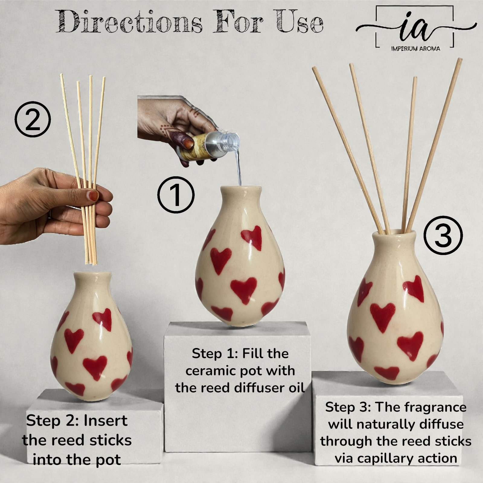 Imperium Aroma Jasmine Reed Diffuser Set (Hand Painted) - Image 4