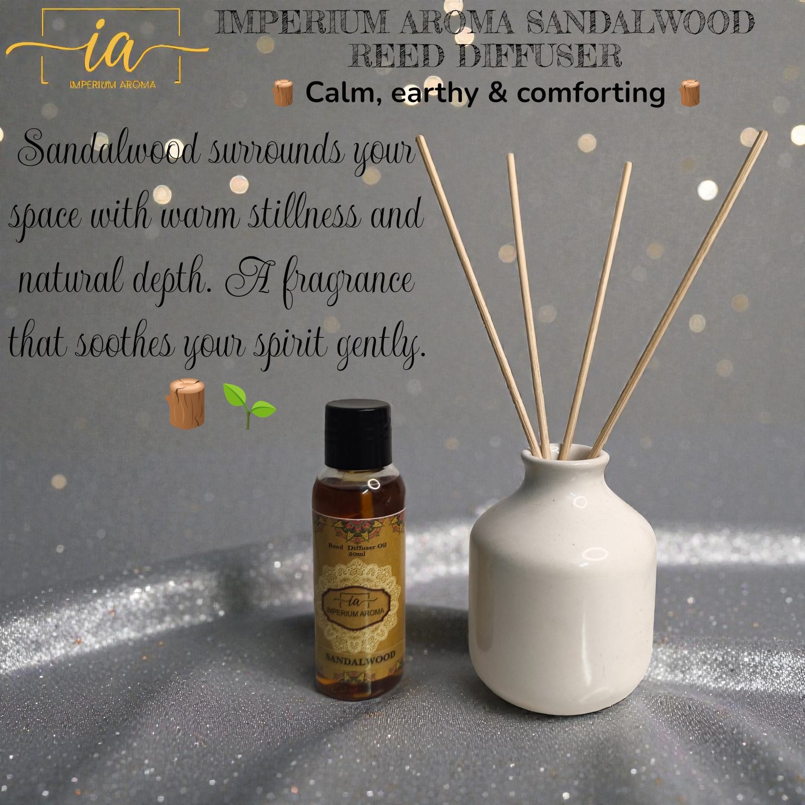 Imperium Aroma Sandalwood Reed Diffuser Set - Image 2