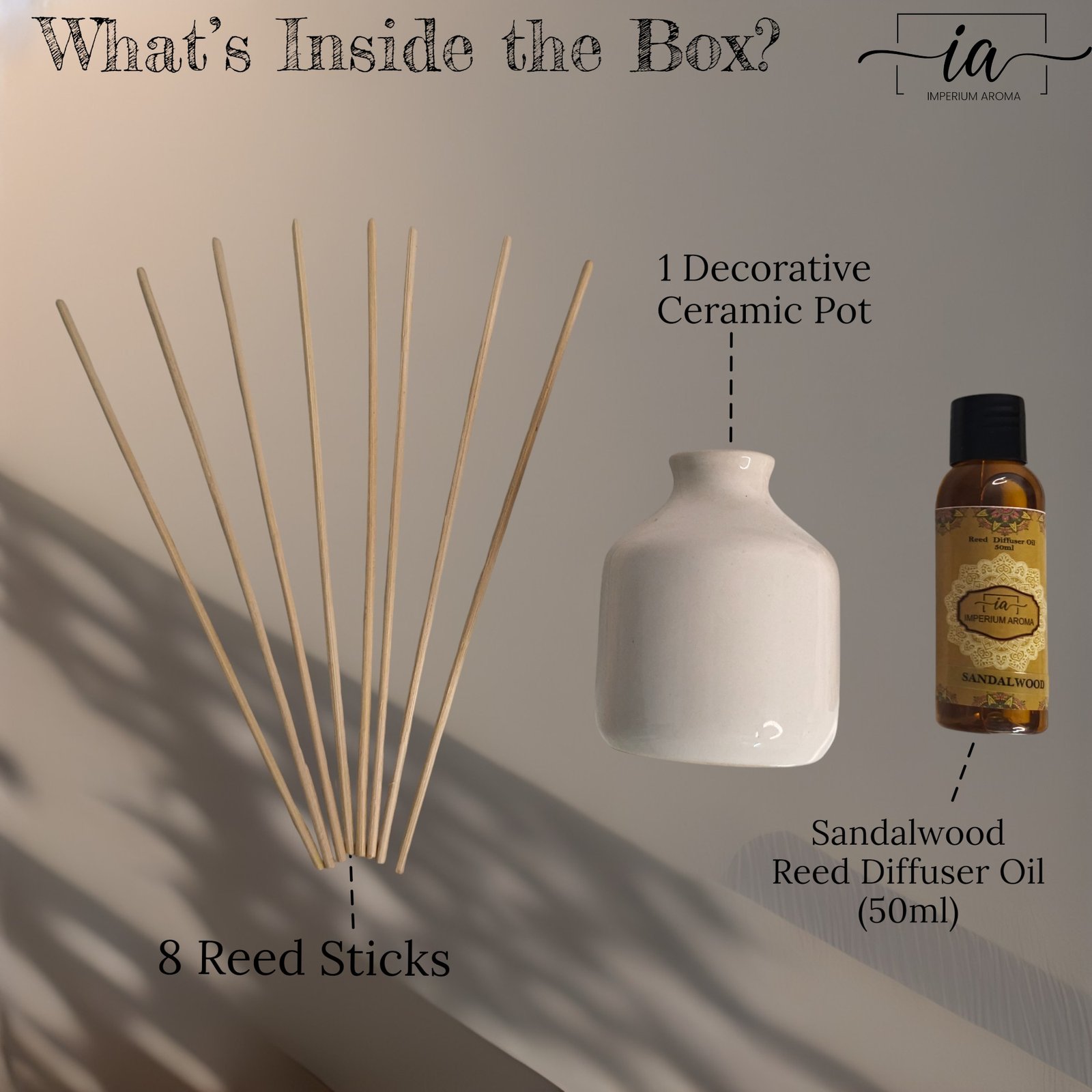 Imperium Aroma Sandalwood Reed Diffuser Set - Image 3
