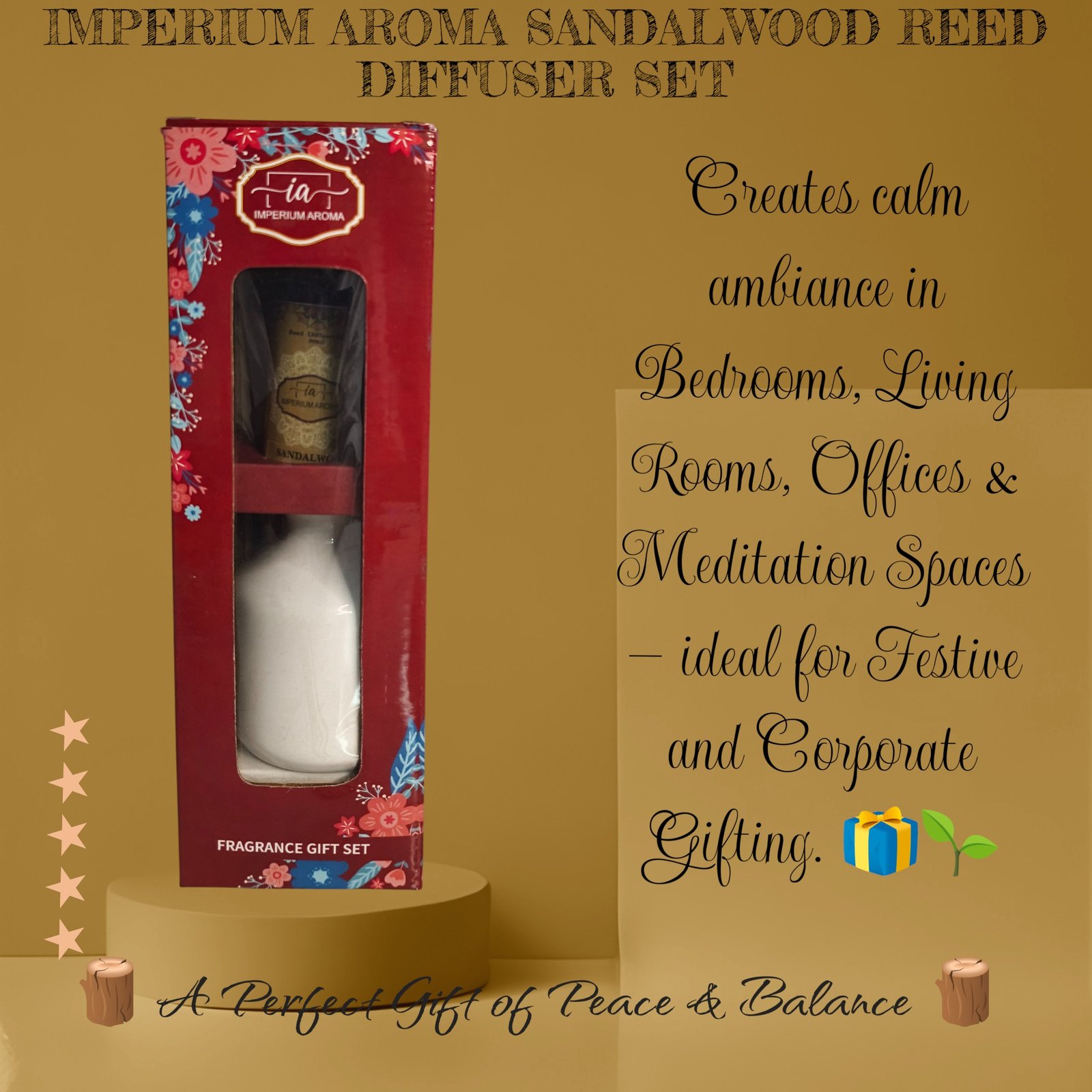 Imperium Aroma Sandalwood Reed Diffuser Set - Image 5