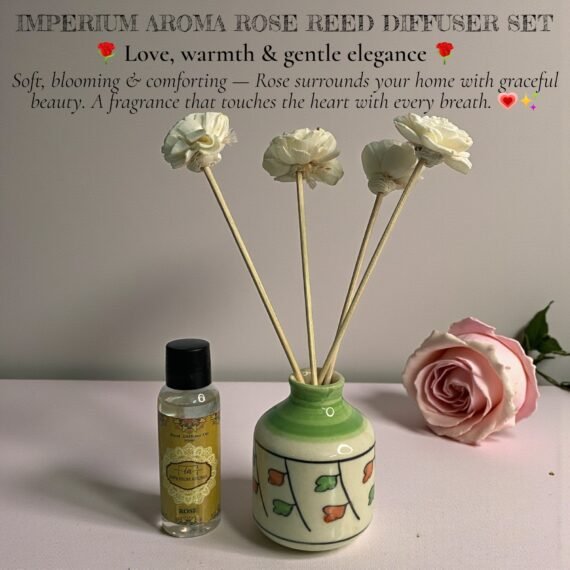Imperium Aroma Rose Reed Diffuser Set (Hand Painted)