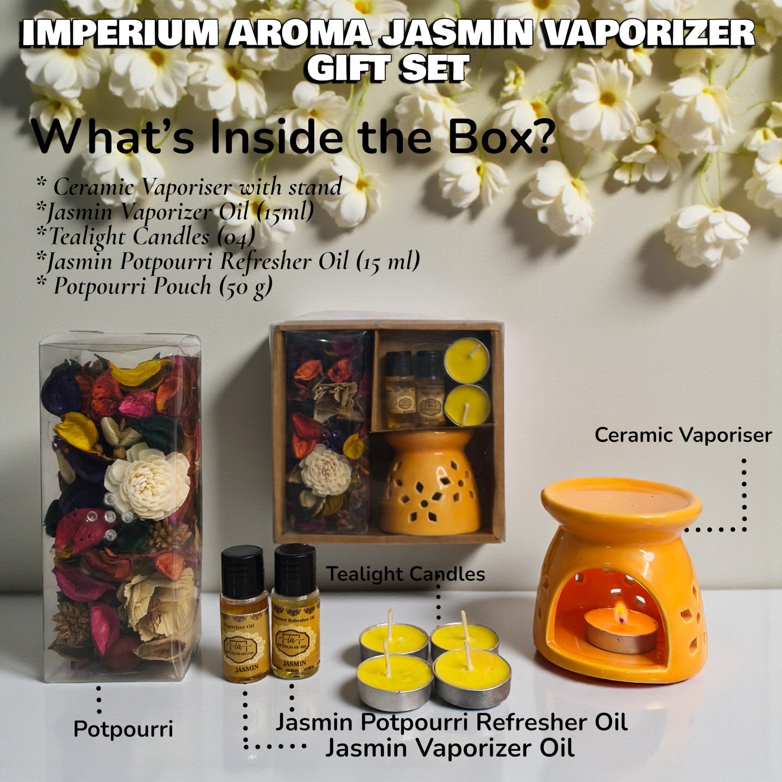 Imperium Aroma Jasmine Tealight Diffuser set