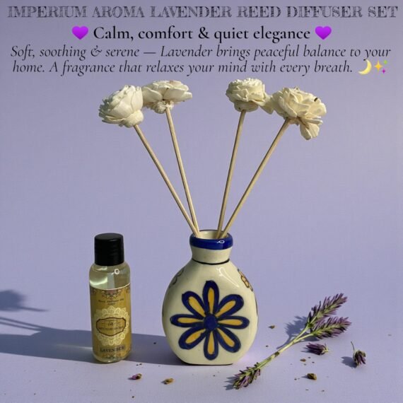 Imperium Aroma Lavender Reed Diffuser Set (Hand Painted)