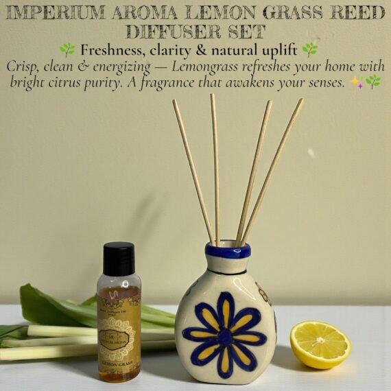 Imperium Aroma Lemongrass Reed Diffuser Set (Hand Painted)