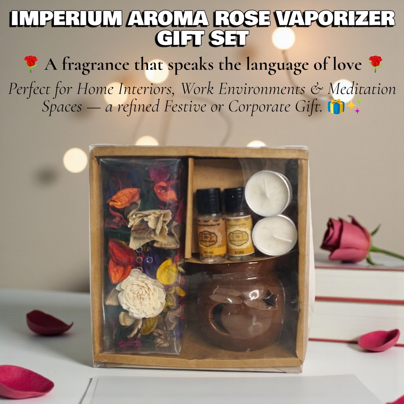 Imperium Aroma Rose Tealight Diffuser set - Image 3