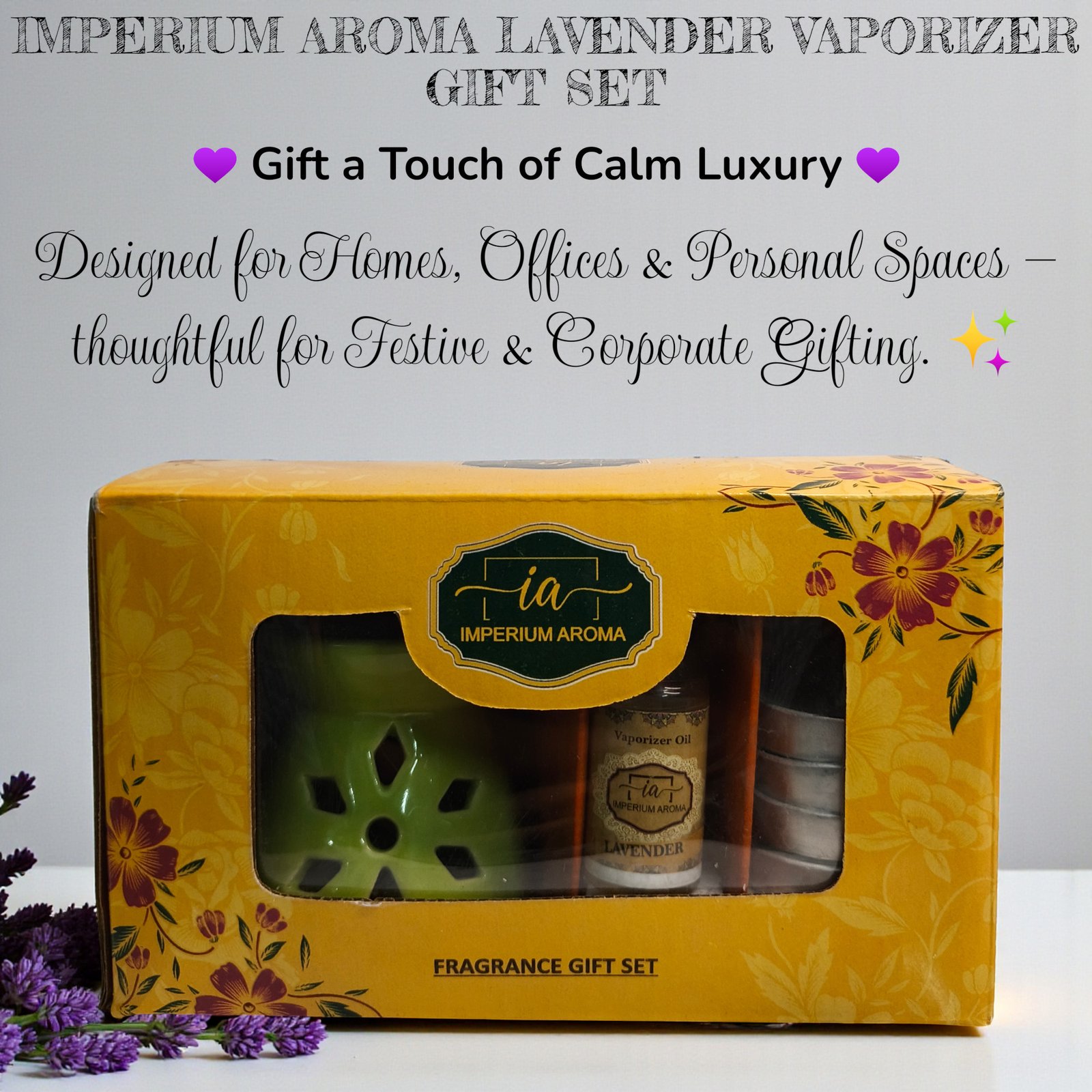 Imperium Aroma Lavender Tealight Diffuser Set - Image 3