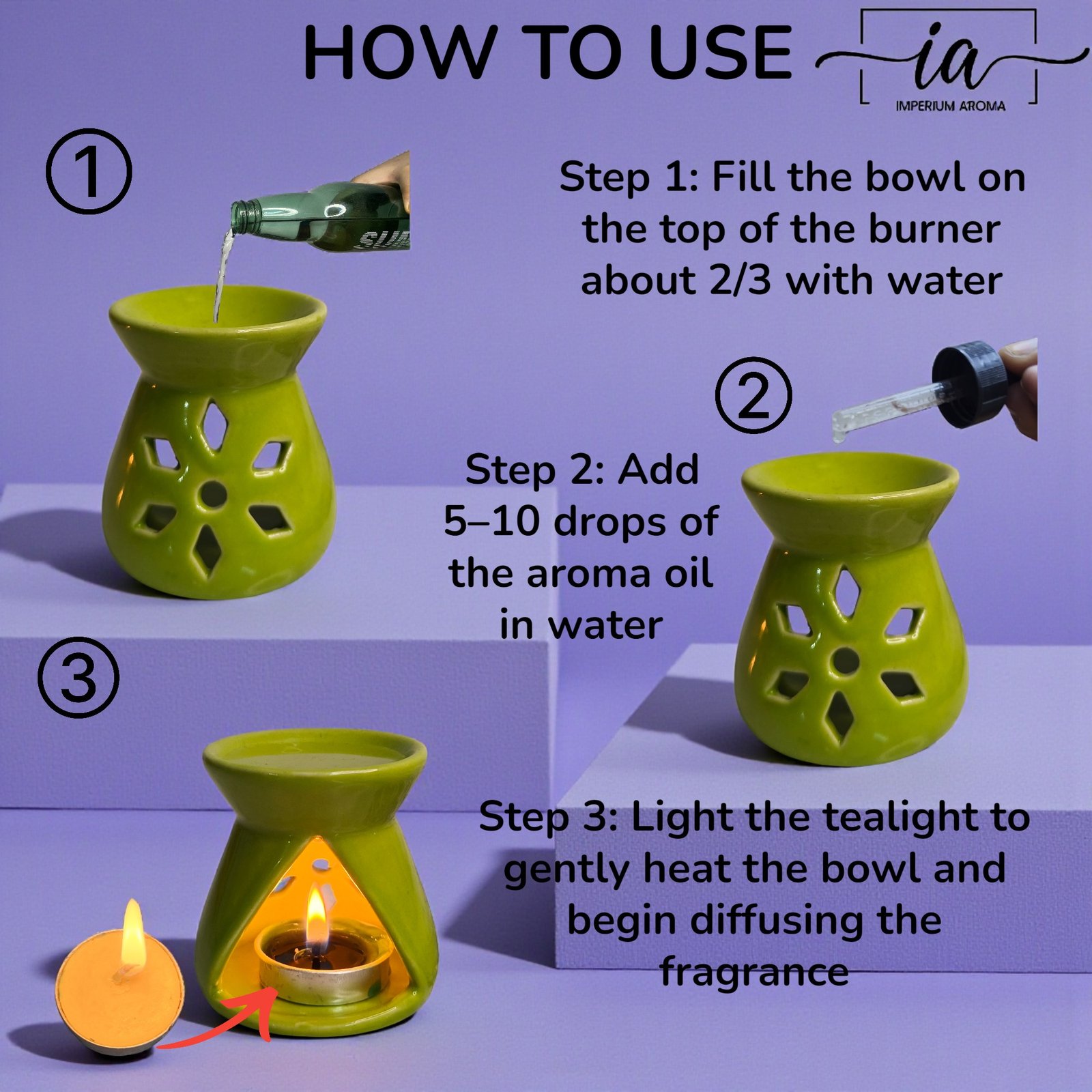 Imperium Aroma Lavender Tealight Diffuser Set - Image 4