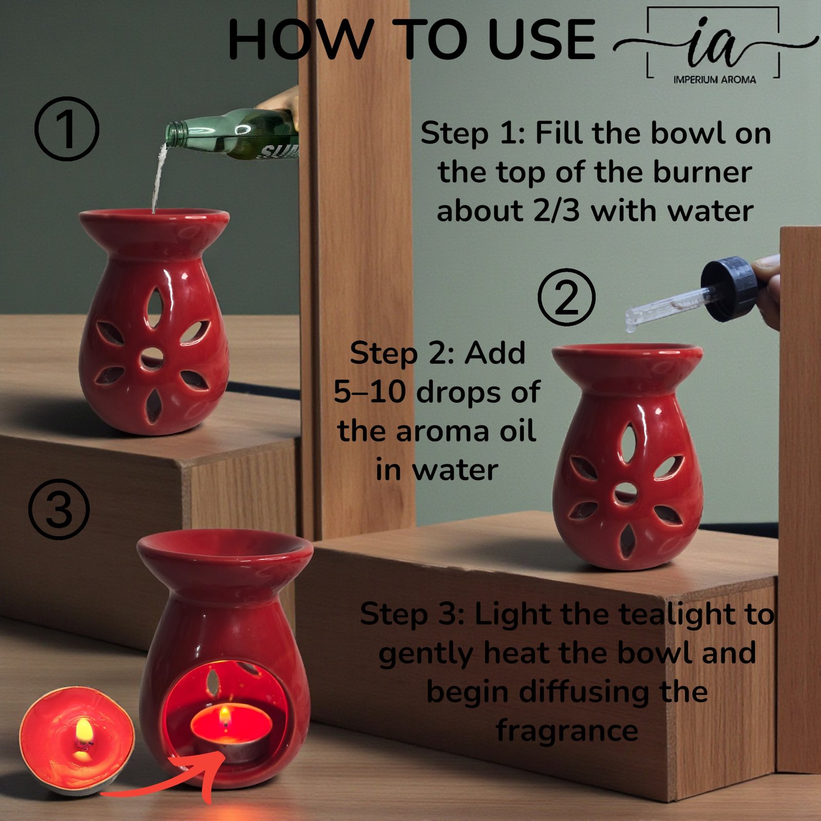 Imperium Aroma Rose Tealight Diffuser set - Image 3