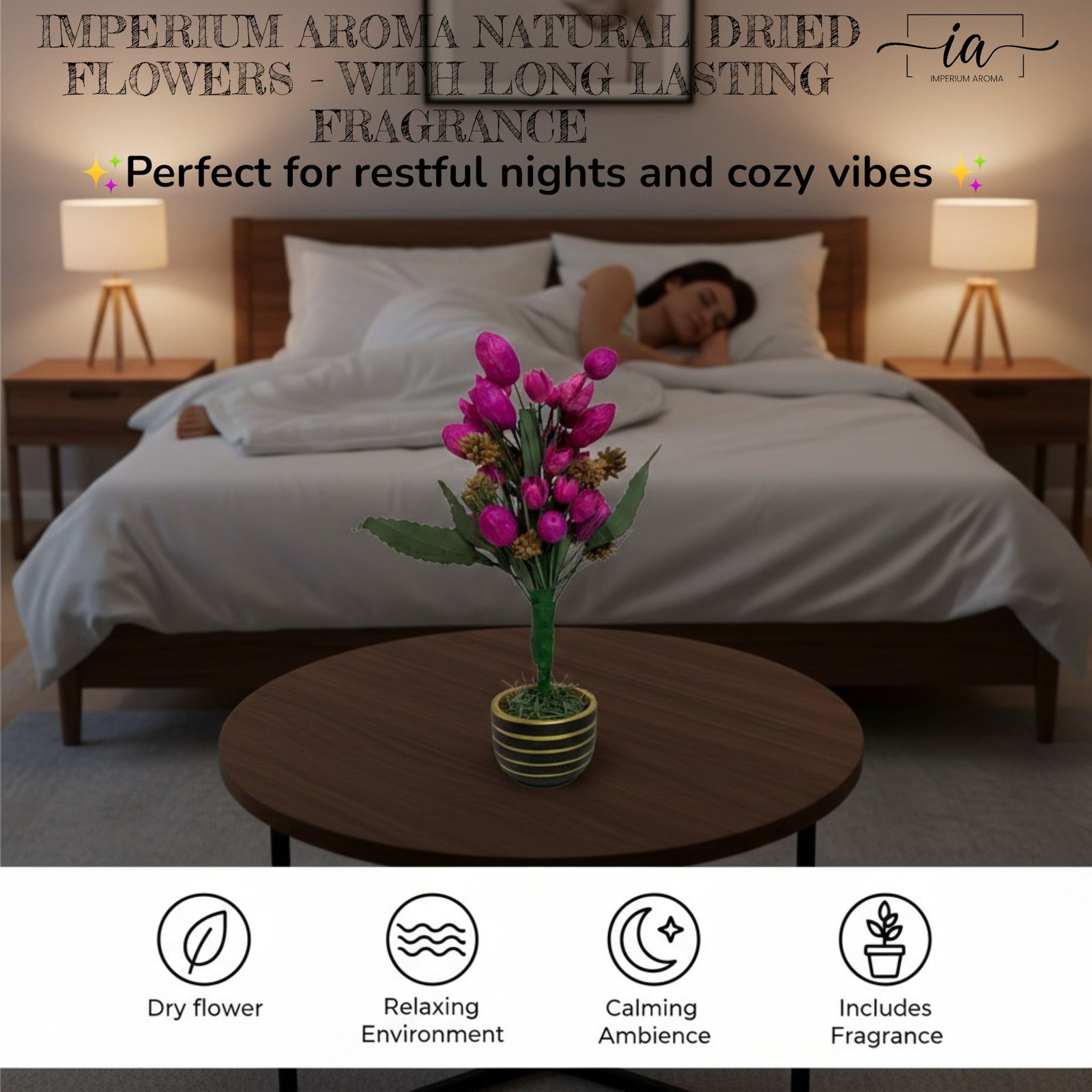 Imperium Aroma Handmade Natural Dried Flower Bouquet with Vase & 15 ml Arabian Oud Fragrance Spray - Image 6