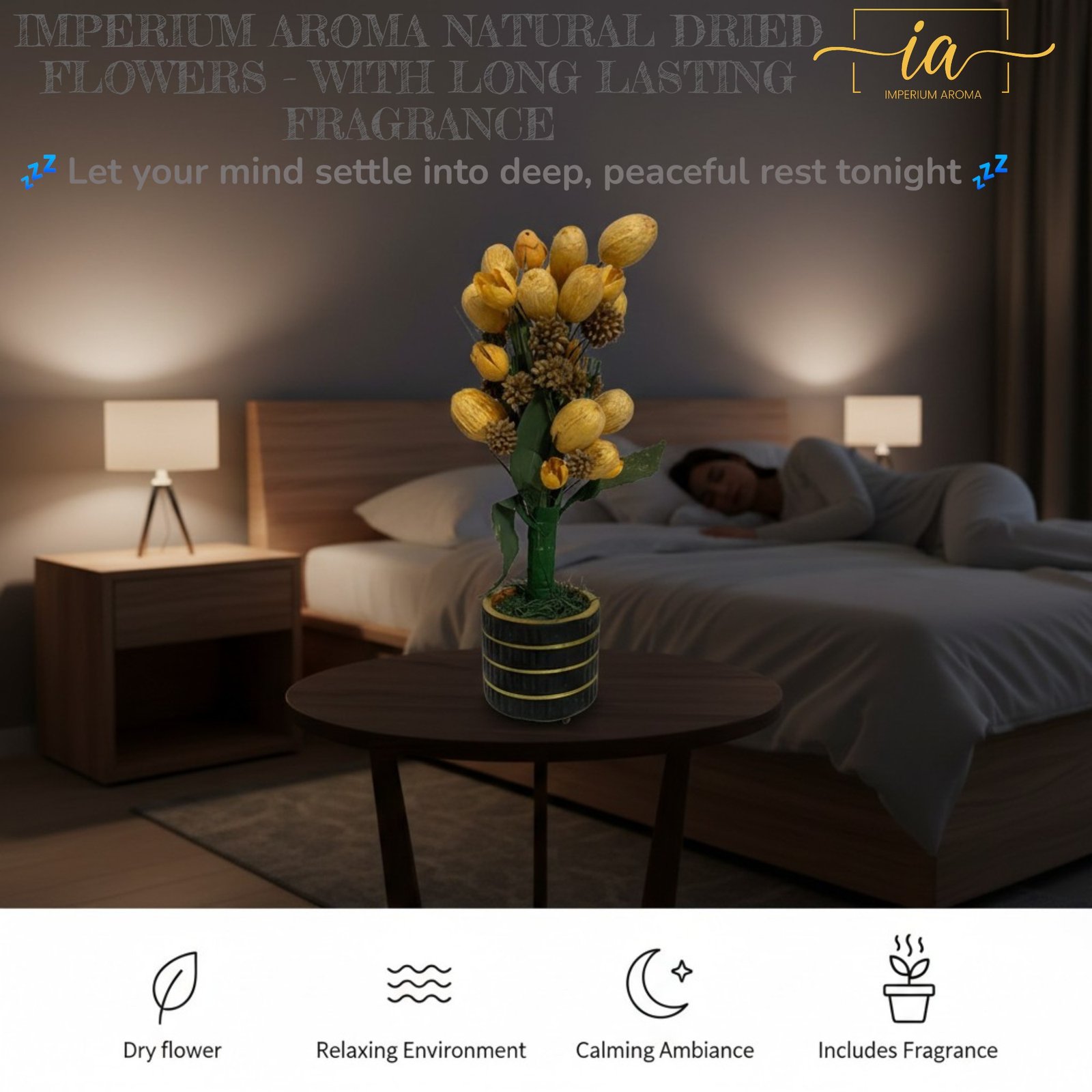 Imperium Aroma Handmade Natural Dried Flower Bouquet with Vase & 15 ml Rose Fragrance Spray - Image 5